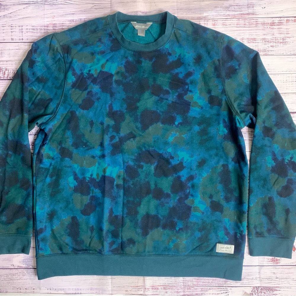 Eddie Bauer Multicolor Green Tie Dye Pullover Crewneck Sweatshirt